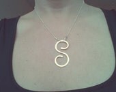 Three variations - Sterling silver necklace with fine silver pendant , Letter S
