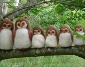 Beautiful Wool Owl Family  -  Needle felted in pure  wool