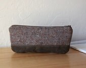 Pencil Pouch in Waxed Canvas and Wool Tweed