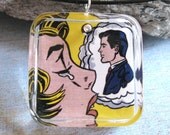Breaking Up Is Hard To Do Comic Book Couple sterling silver swarovski pendant necklace Hippie Chic Boutique