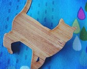 Kitty cat pin brooch laser cut in bamboo