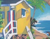 Beach House- Colorful Acrylic Contemporary Painting Print