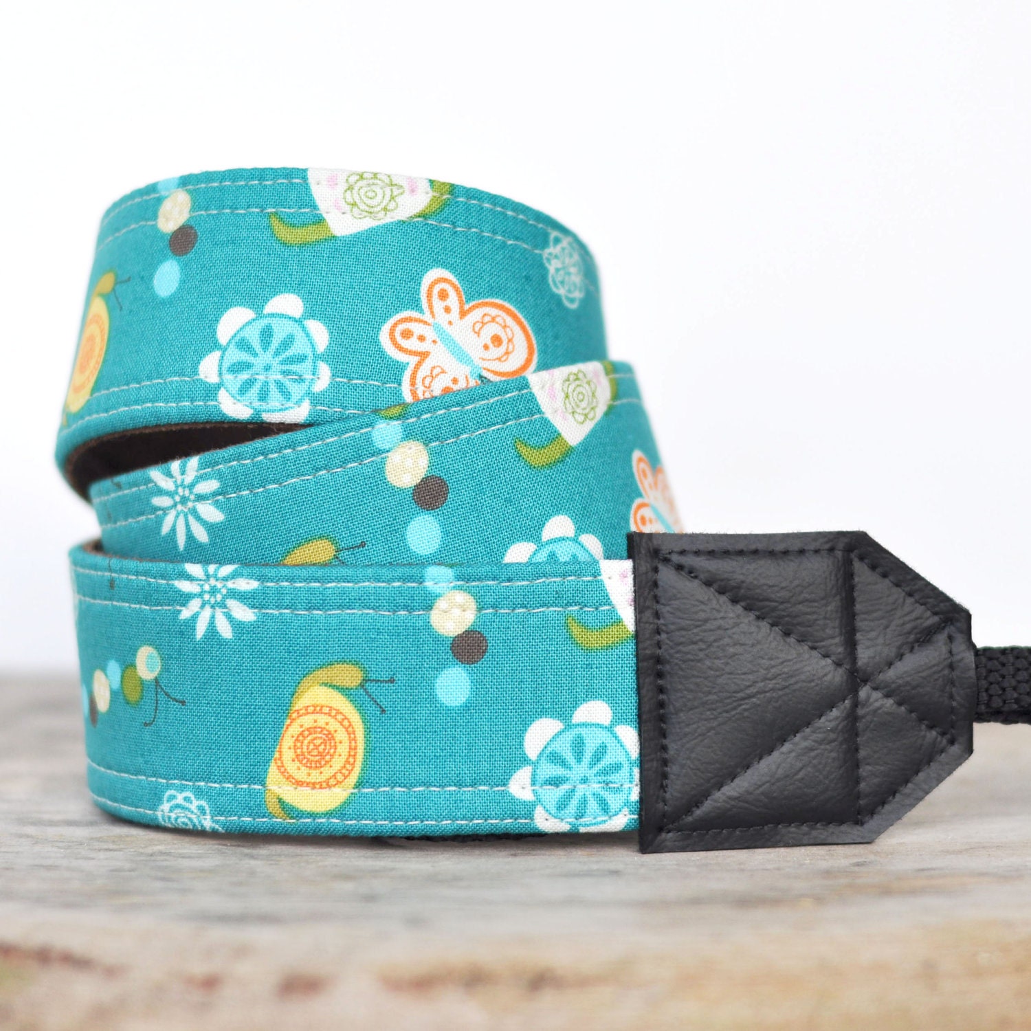 DSLR Camera Neck Strap - Snails and Butterflies