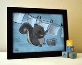 Storybook Skunk Painting, Original Childrens Art, Nursery Painting, Artwork for Kids, Wall Art, Nursery Art, Kids Room