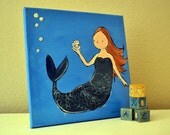 Mermaid Painting, Childrens Art, Nursery Decor, Artwork for Kids, Wall Art, Nursery Art, Kids Room