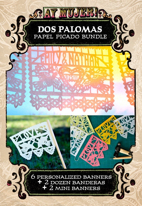 BUNDLE, Dos Palomas papel picado banners and flags