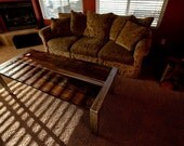 Reclaimed Redwood and Steel Coffee Table