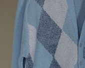 vintage argyle vee neck cardigan sweater mens baby blue