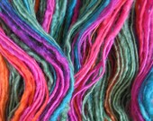 Green Pink Purple Handspun Hand dyed BFL Yarn 100g