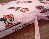 Minnie Mouse Disney Pink and Red Fabric Children's Travel Art Portfolio or Sketch Book With Crayola Twistable Crayons