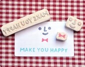 Make you happy, hand carved rubber stamps set