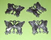 Large Antique Silver Butterfly Connectors -4 pcs