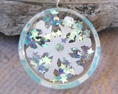 Icy Winter Blue Snowflake sterling silver swarovski pendant necklace Hippie Chic Boutique