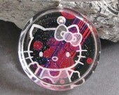 Hello Kitty Funky Purple Black sterling silver swarovski pendant necklace Hippie Chic Boutique