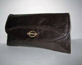 vintage 1970s clutch bag brown Andrew Geller gold chain strap