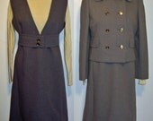 vintage 1960s dress suit gray ORIGINALA jumper & pea coat jacket S
