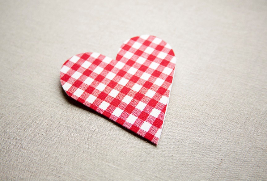 Red Gingham Fabric & Paper Valentine Card
