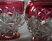 Classic Cut Glass Red and Clear sugar and creamer