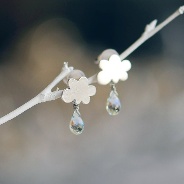 Cloud earrings - Aquamarine gem stones