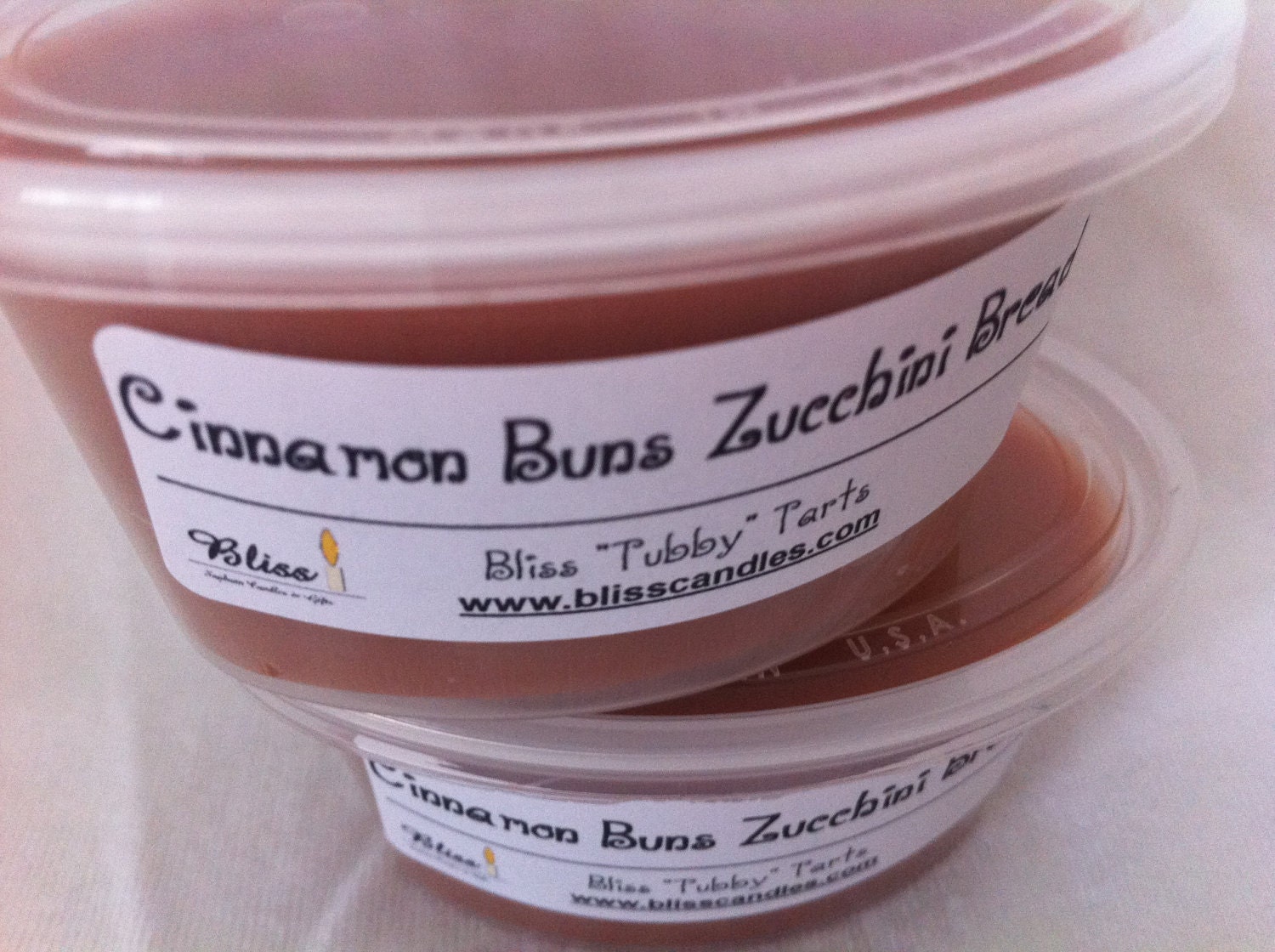CINNAMON Buns ZUCCHINI BREAD - Two 2 oz Bliss Soy Tubby Tarts