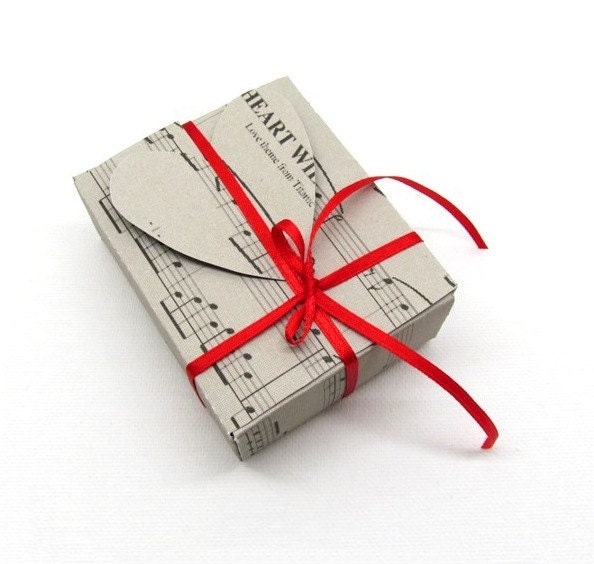 Valentine's Day Gift Box, Option of Gift Wrap, Wrapping Box, Valentine's, Valentine, Love Song Piano Notes, Music Paper, Rustic Gift Wrap