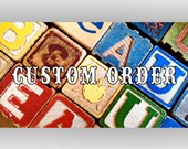 Wooden Blocks - Retro Schoolhouse Decoration - Dream Big - Bright Blue - Mismatched Letters - Custom Order for HIVERS