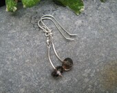 Sterling Earrings, sliding bead with smokey quartz