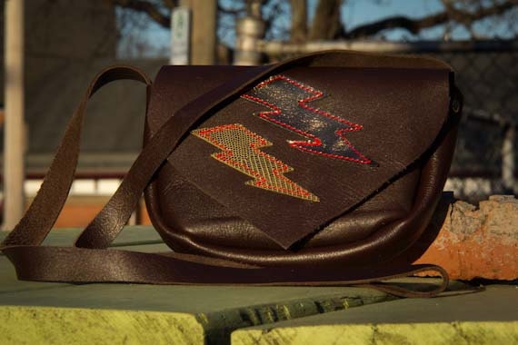 Brown Leather "Lightning" Minipurse Purse Bag