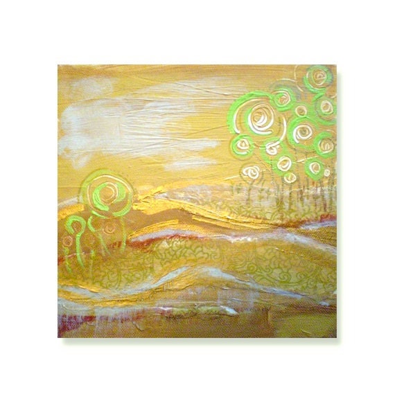FiELDS OF GOLD limited edition contemporary art print - modern interior design - home wall decor - gold impressionist landscape