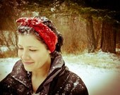 Riveting Red Wool Vintage Inspired Head Scarf/Ear Warmer