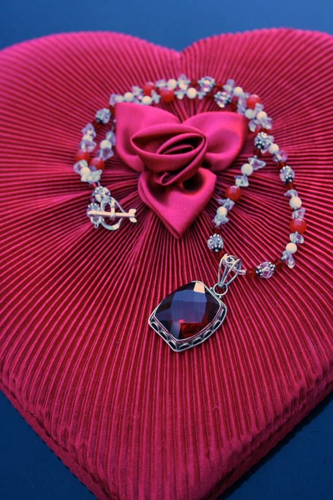 VALENTINO Necklace (Quartz, Swarovski Crystal, Malaysia Jade, Mother of Pearl, Sterling Silver, Czech Glass)