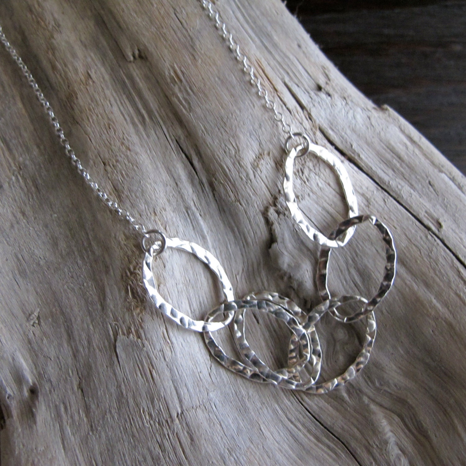 Sterling Silver Hammered Chain Necklace...Gemini