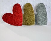 Sparkle Glitter Heart Adornments Red Silver Gold