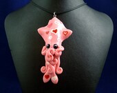Squid Love Necklace - Polymer Clay Jewelry Pendant
