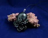 Antique Silver Octopus Necklace - Handmade Polymer Clay Jewelry