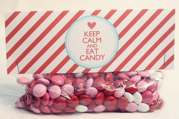 Valentine's Day Treat Bag Tags: Keep Calm Eat Candy-Printable PDF