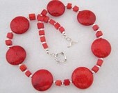 Chunky Red Stone Bead Necklace