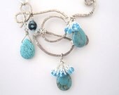 Turquoise Stone Silver Wire Wrapped Necklace