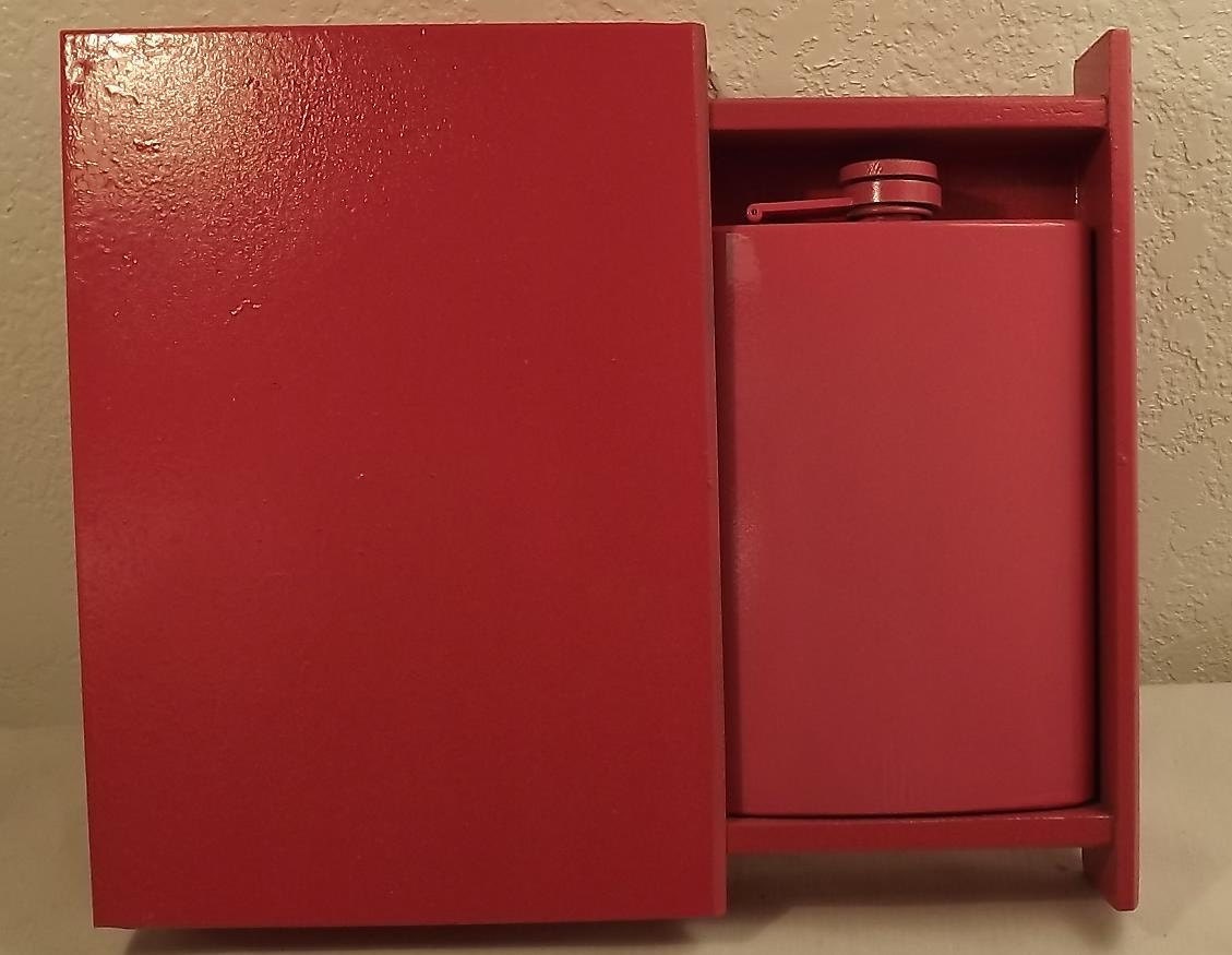 Pink Wood Book Hide-A-Flask Set with Matching Stainless Steel Whiskey Flask Plus FREE Flask Funnel Custom Lasering and In-country Shipping