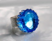 Sapphire Cocktail Ring,Adjustable Ring,September Birthstone,Valentine's Day  Free Gift Wrap