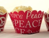 Peace Sign Cupcake Wrappers for Tween Teen Girl Birthday Party in Pink