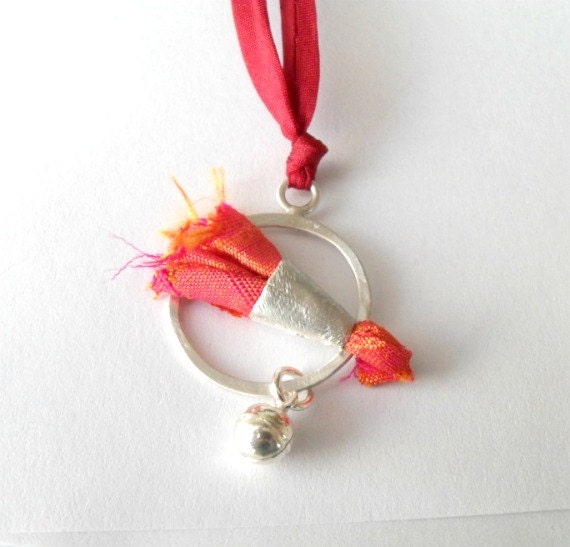 Orange cone-Sterling silver pendant