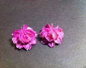 Bright Fuchsia Pink Vintage Flower Earrings