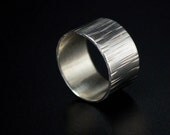 Silver Wide Band Ring - Textured Recycled Sterling - FREE shipping