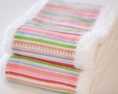 Baby Girl Washcloth /  Burp Cloth Gift Set Stylish Pink, Green, and Blue Striped Washcloth/Burp Cloth Set of 2 EtsyKids