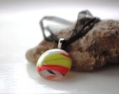 Fused Glass Pendant  Citrus Lime