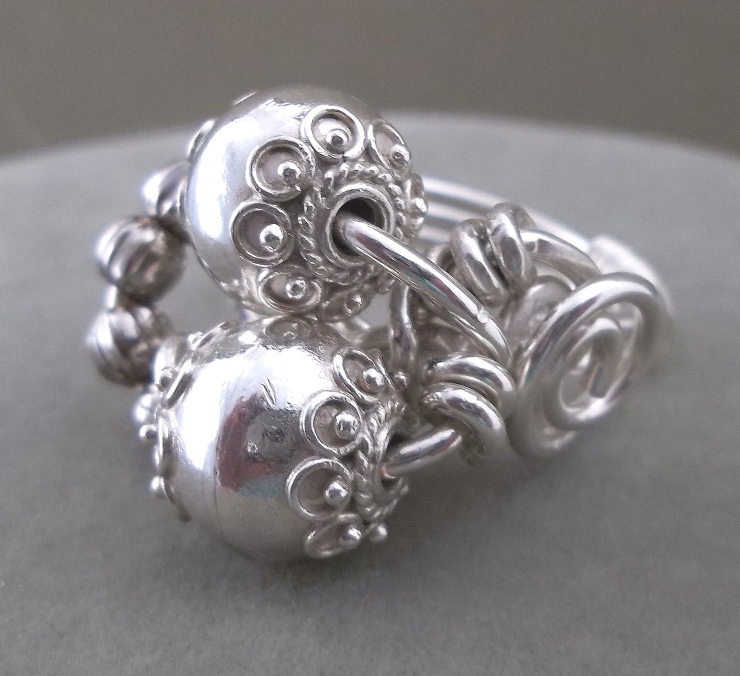 Sterling Silver Wire Wrapped Beaded Ring