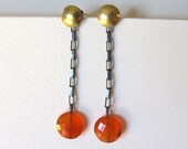 Tangerine Tango Carnelian 22k Gold  Paperchain Swing Earrings