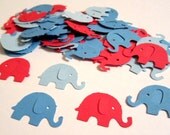 100 Red & Blue Elephant Paper Piecing Embellishments Scrapbooking Confetti Cutouts