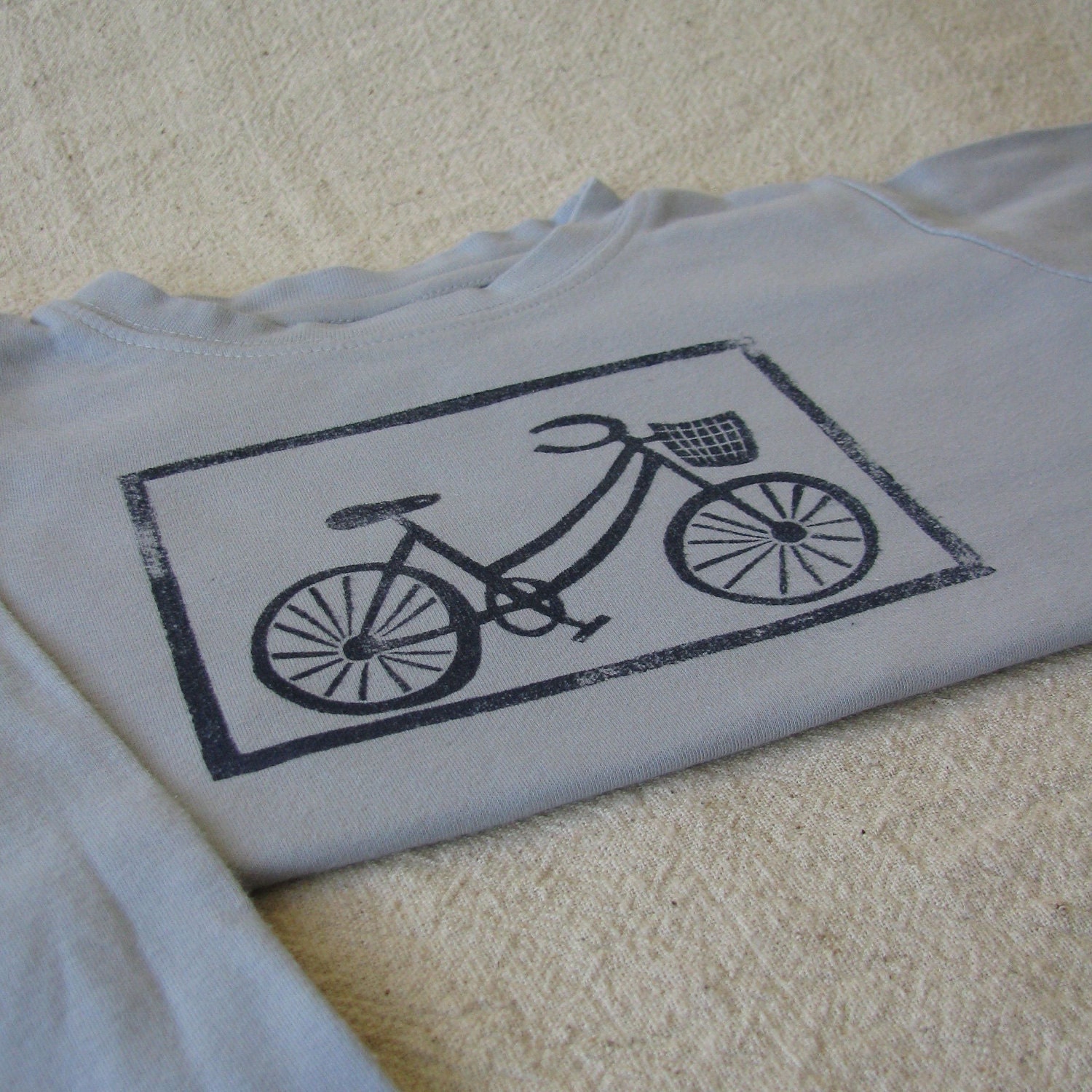 Block Print Bicycle Long Sleeve Shirt, Handdyed, 2T Size
